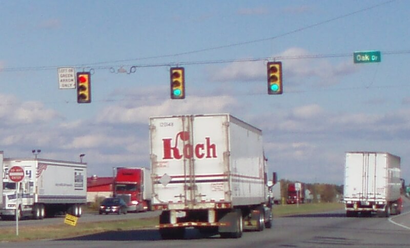 Traffic signal heads, US 30 at Oak Road, Plymouth, Indiana