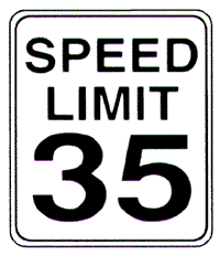 Speed limit 35 MPH sign